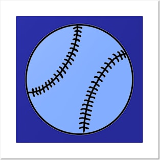 Sky Blue Baseball Ball - Doodle Posters and Art